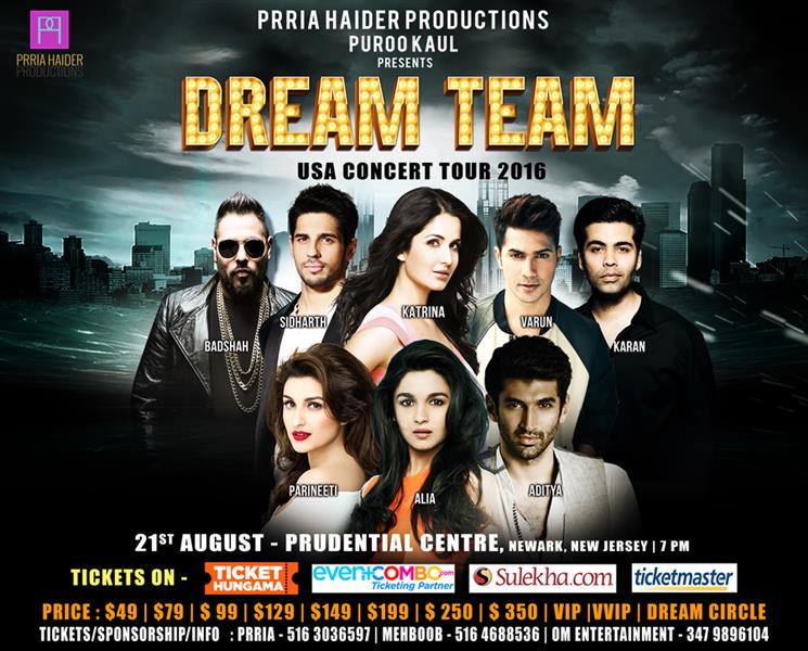 DREAM TEAM Live in Concert in NEW JERSEY Featuring Katrina Kaif, Varun, Alia, Sidharth, Karan, Aditya, Badshah and Parineeti