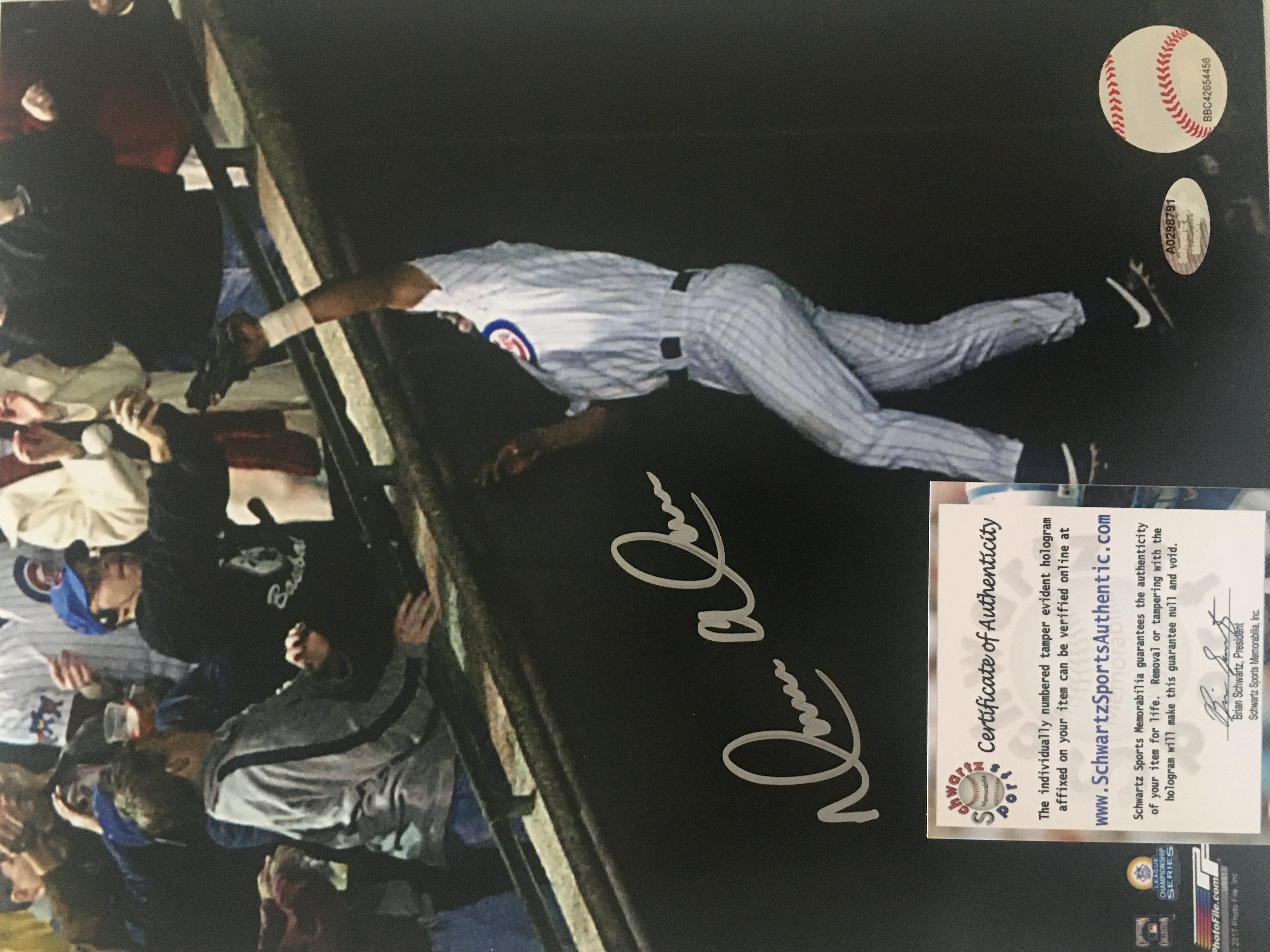 Product Detail - Old School Chicago Cubs - RARE - Chicago Cubs Moises Alou  Autographed 8x10 Steve Bartman Baseball Photo